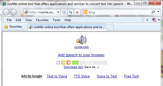 Text to Audio Window 2